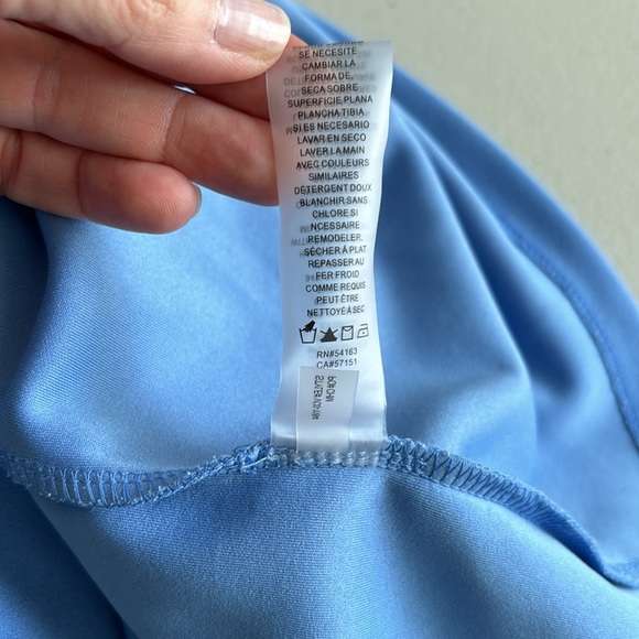 Womens Size 14 Vince Camuto Blue Tie Neck Short Sleeve Sheath Dress - Picture 4 of 11